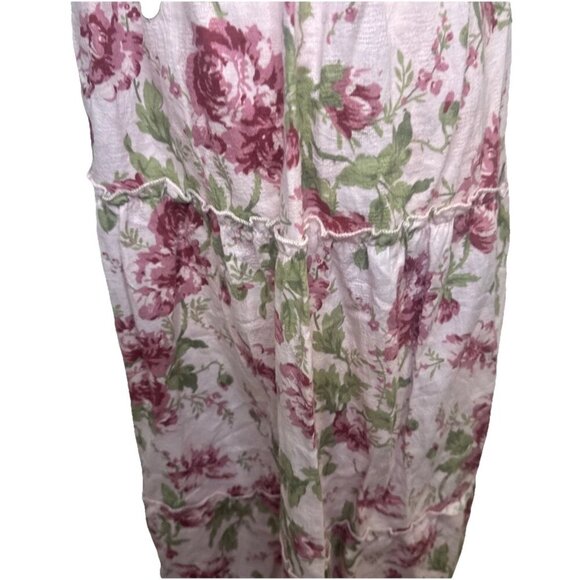 SHOW ME YOUR MUMU Deluca Pink Floral One Shoulder Linen Blend Tiered Dress Sz XL - Picture 6 of 9